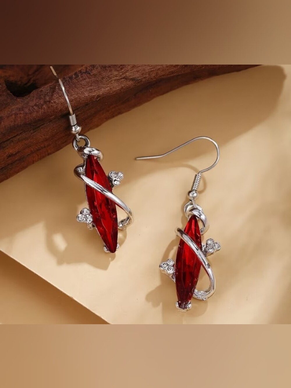 $8 Each Or Bundle 5/$20 Silver-Tone Red Crystal Drop Earrings